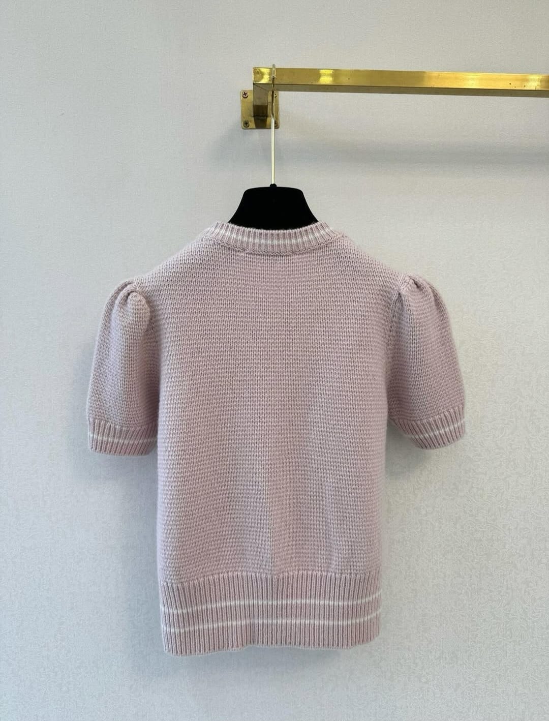 Christian Dior Short-Sleeved Pink Knit Sweater