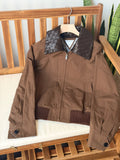 Bottega Veneta Crop Jacket with Contrast Woven Leather Collar