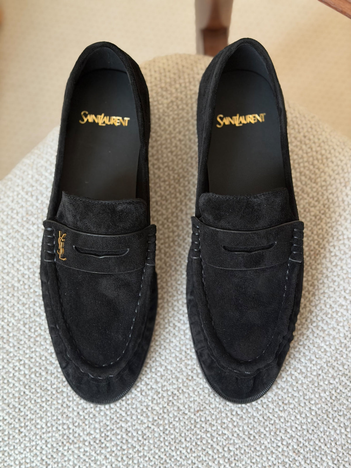 Saint Laurent Suede Penny Loafers
