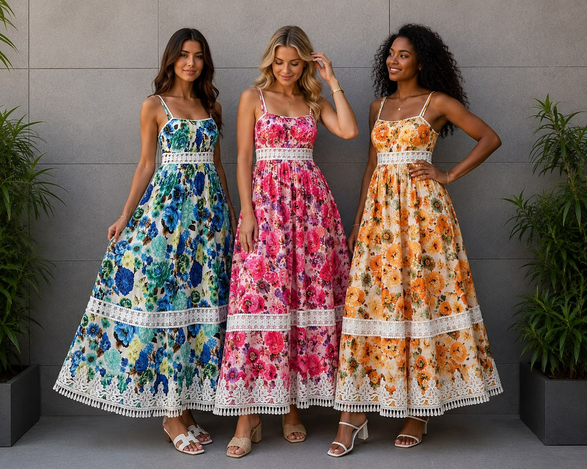 Zimmermann Floral Print Lace-Trimmed Strap Maxi Dress