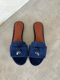 Loro Piana Navy Blue Suede Summer Charms