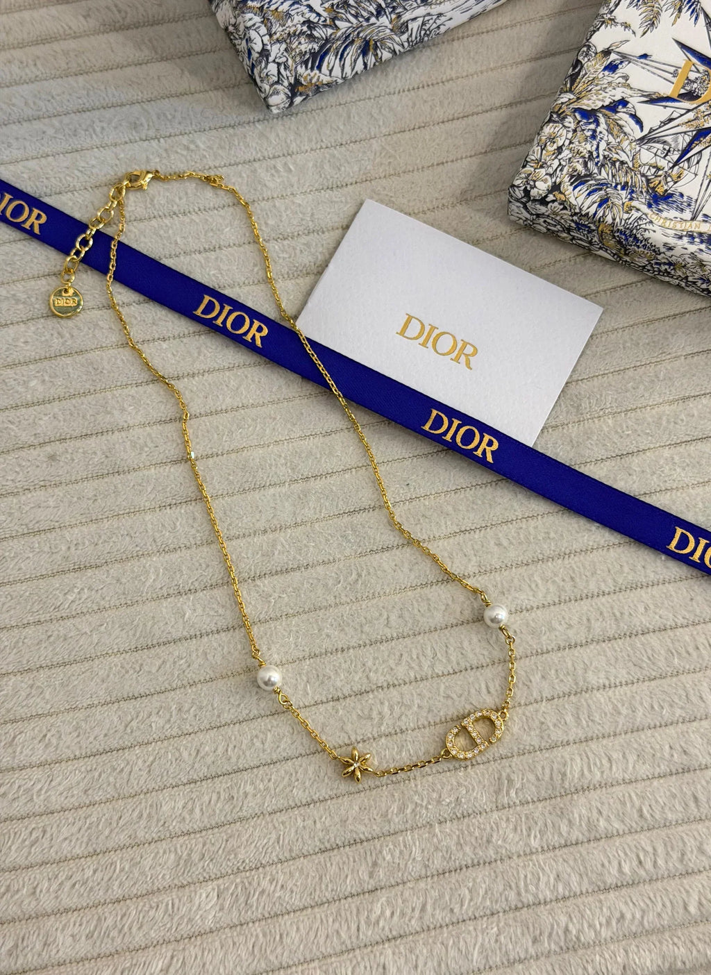 Dior Clair D Lunes Faux Pearl Gold Tone Set