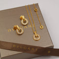 BVLGARI -Tone Pave Circular Pendant Necklace and Earrings Set
