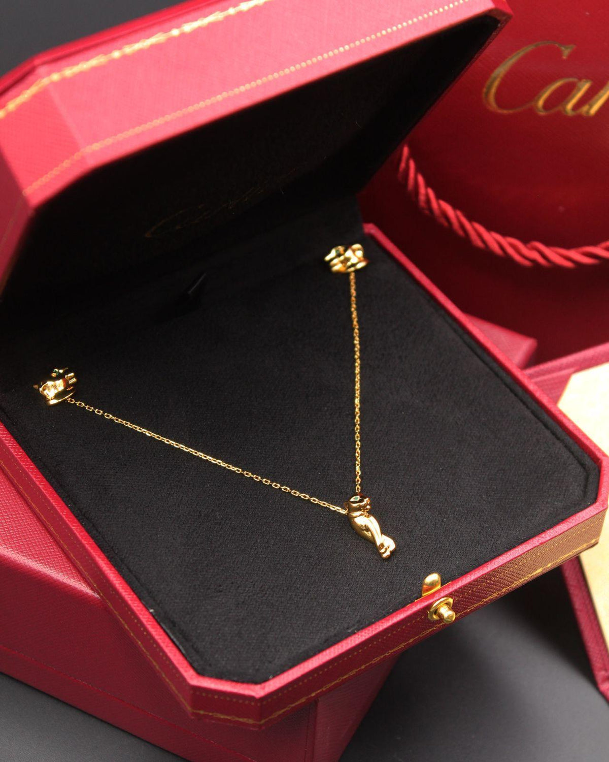 Cartier Gold Tone Small Panther Pendant Necklace