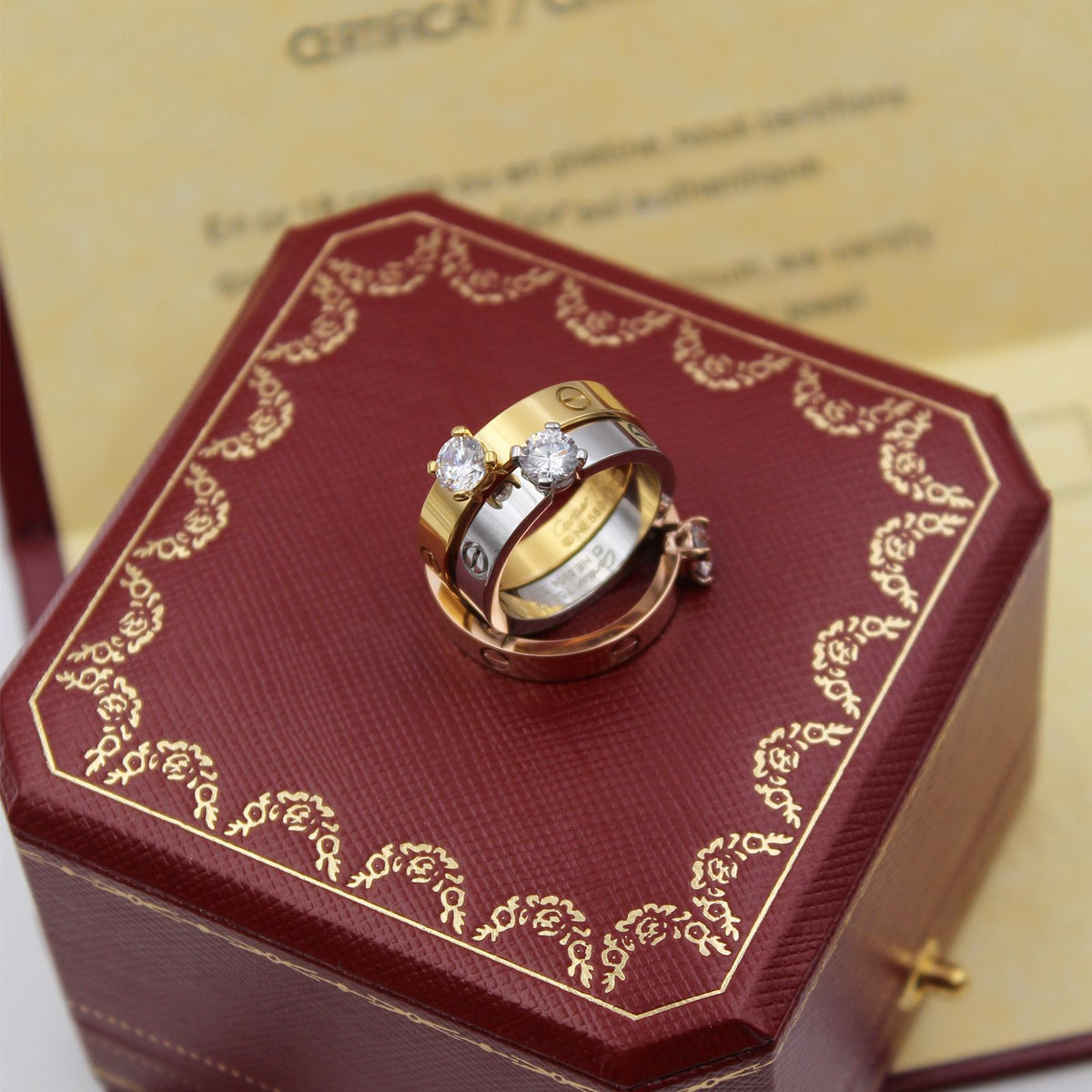 Cartier Raised Stone Screw Ring