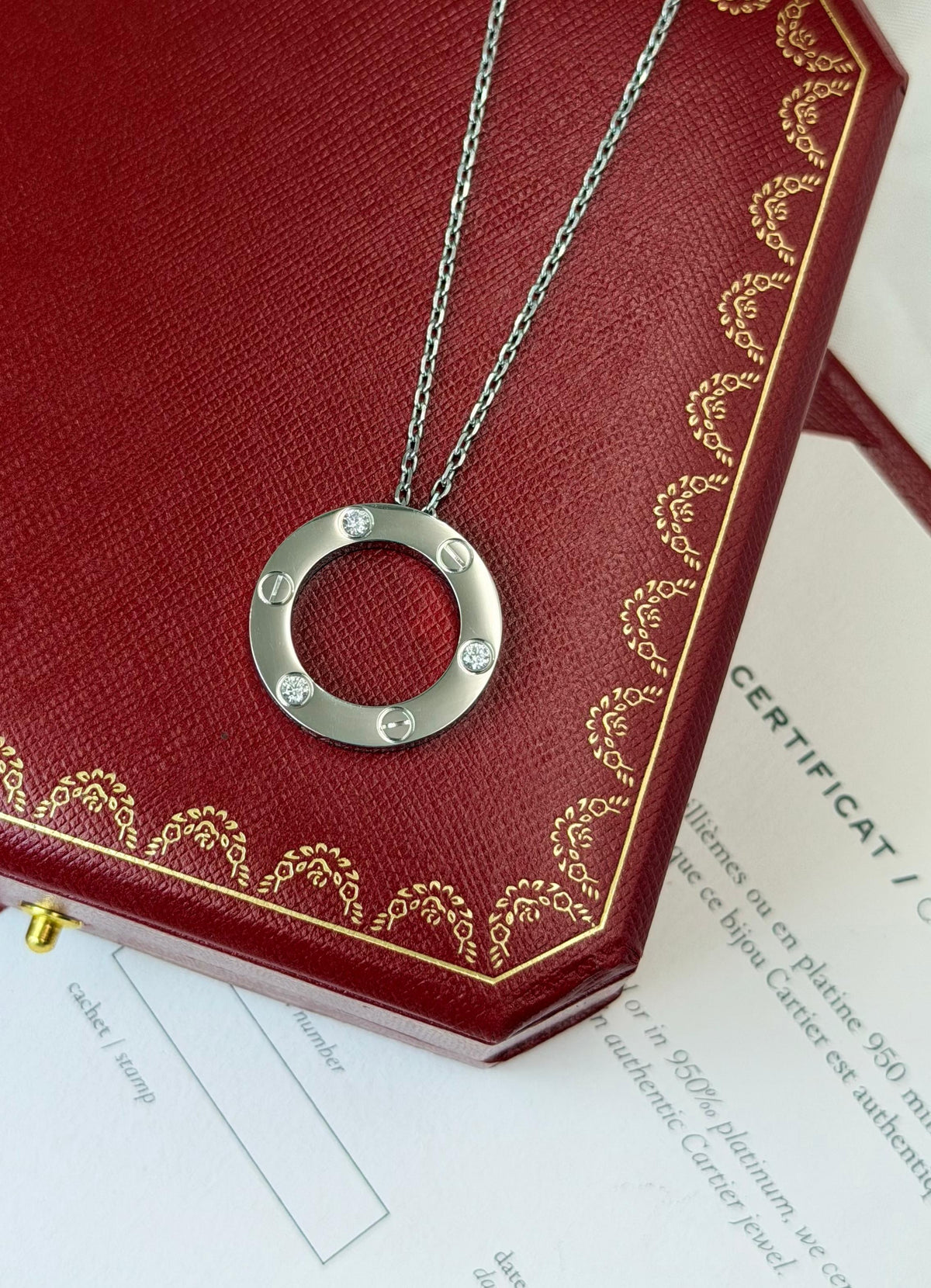 Cartier Silver Tone Three Accent Circle Necklace