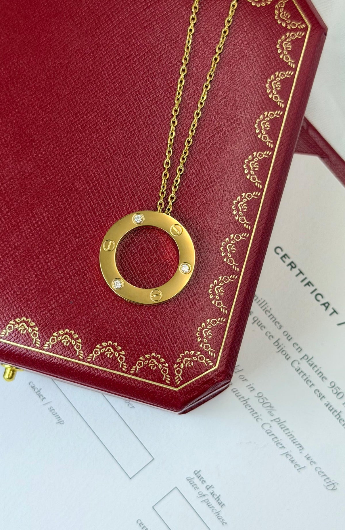 Cartier Gold Tone Three Accent Circle Necklace