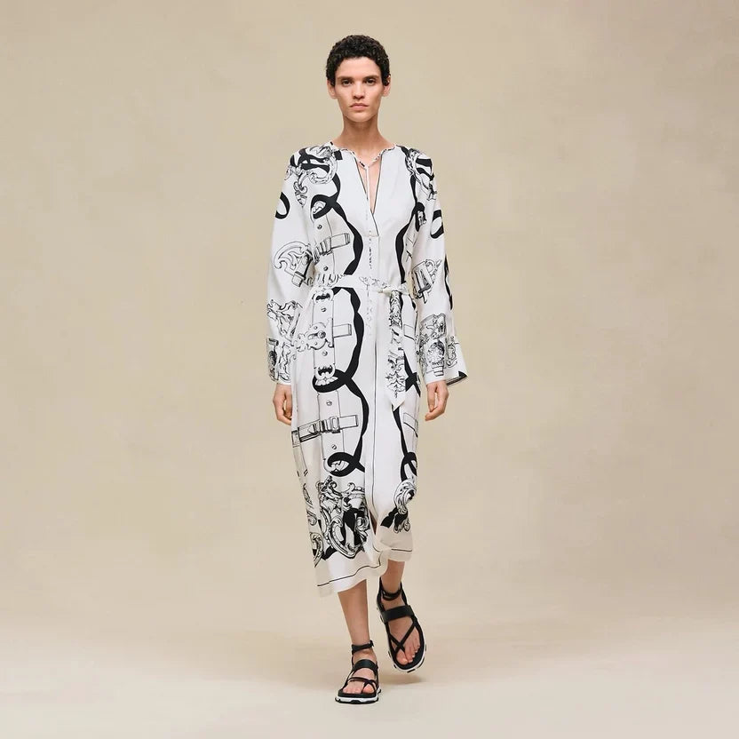 Hermès "Ferronnerie Remix" caftan Blanc Nacre