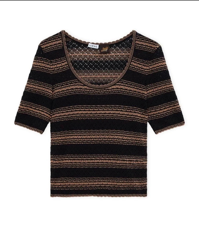 LOEWE Black x Paula's Ibiza Stripe Short-Sleeve Sweater