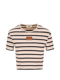 FENDI Striped logo-patch T-shirt
