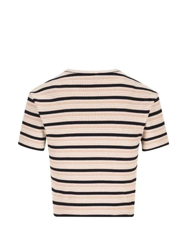 FENDI Striped logo-patch T-shirt
