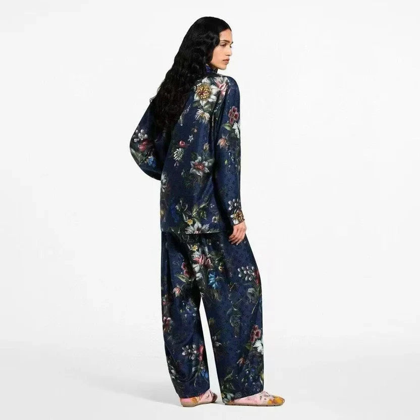 LV Dark Floral Print Pants & shirt