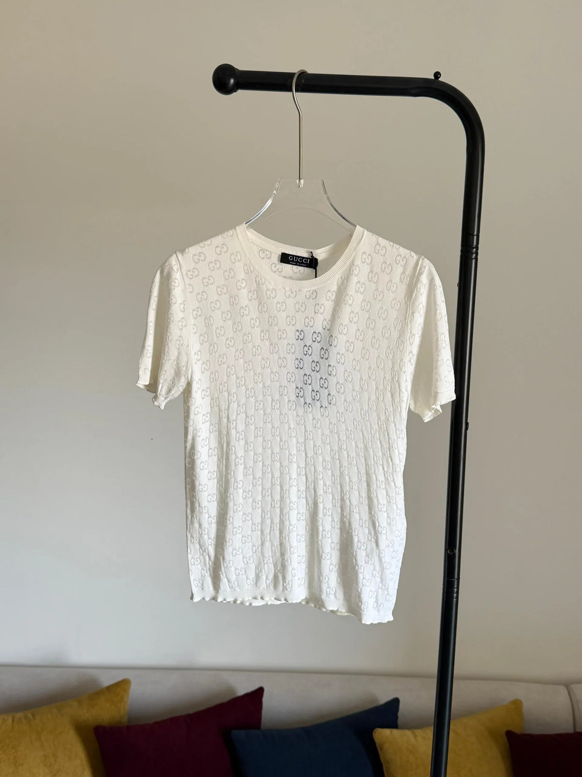 Gucci White Crewneck Top in Cotton