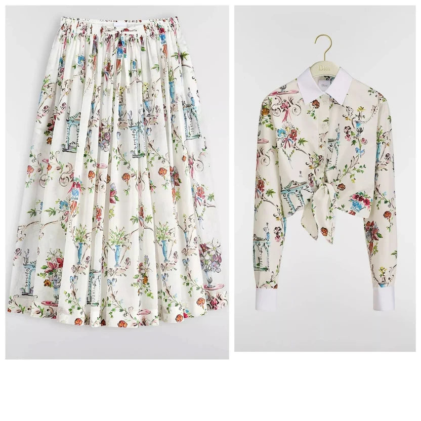 Dior Dioriviera Tied Cropped Blouse & Skirt