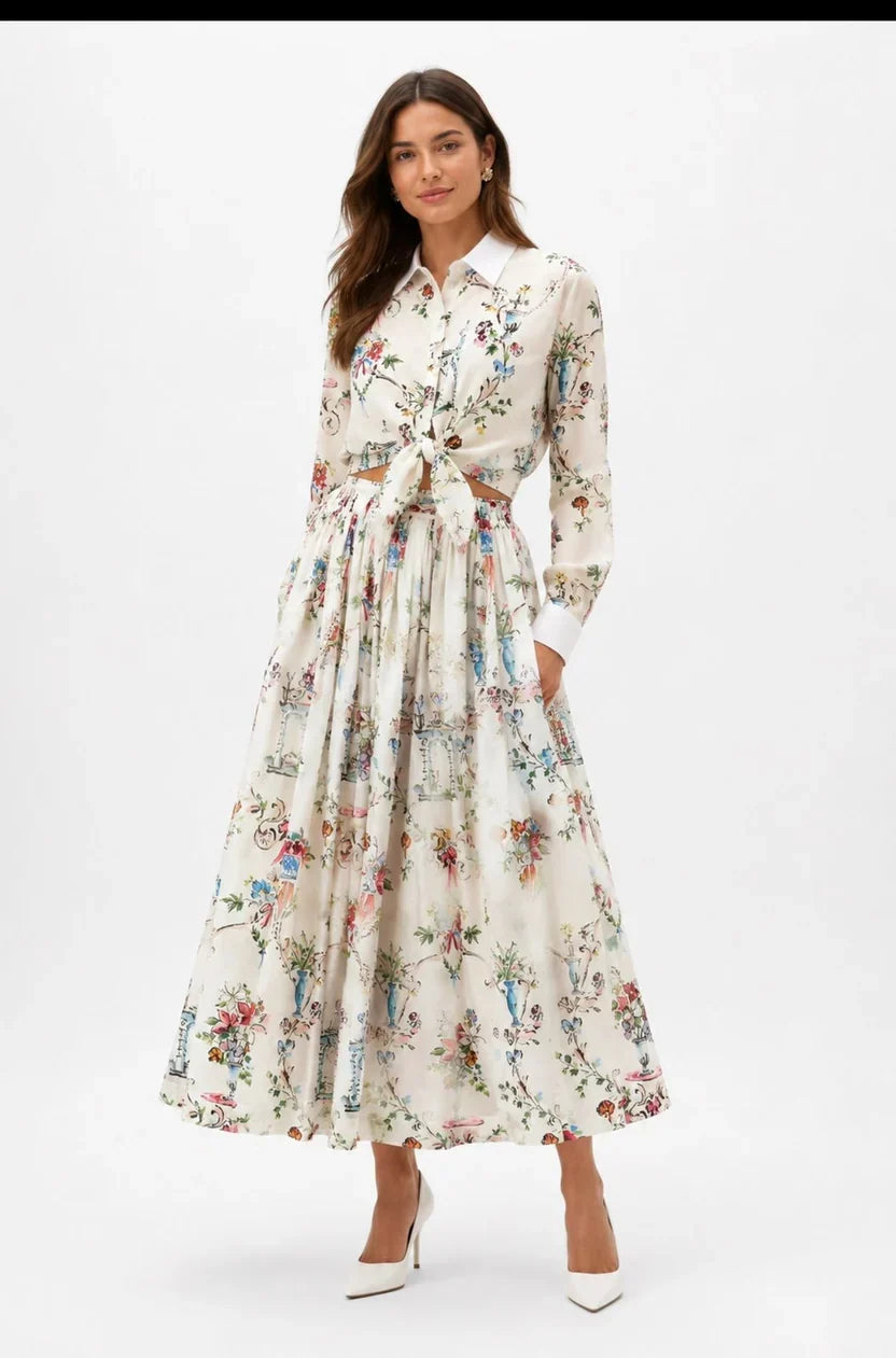 Dior Dioriviera Tied Cropped Blouse & Skirt
