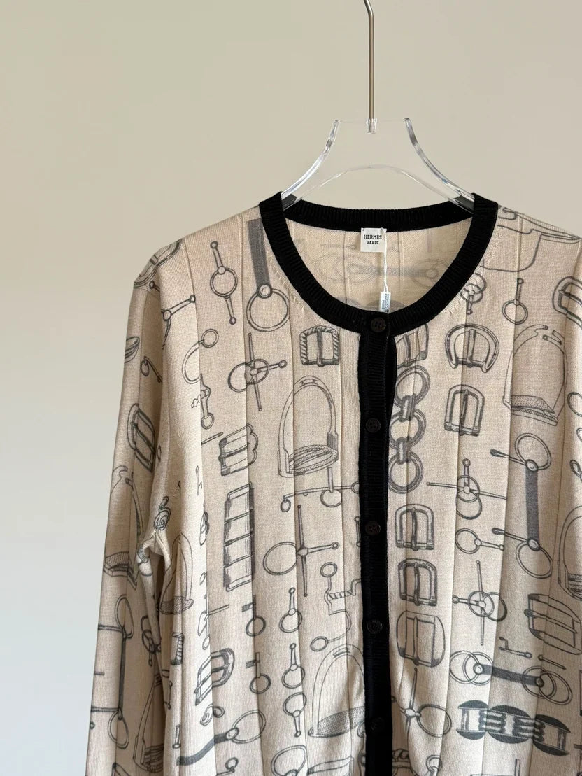 Hermes Cahier du Colporteur Buttoned Cardigan