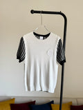Dior Médaillon Short-Sleeved Sweater Black and White Houndstooth