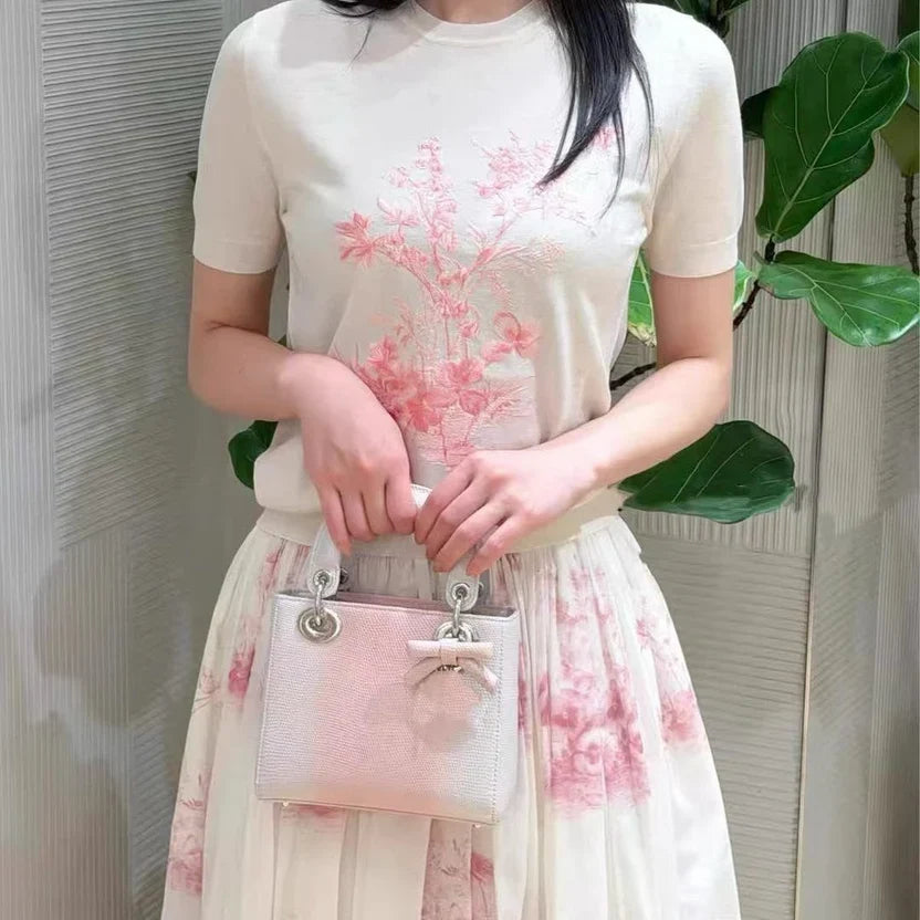 Dior Short-Sleeved Embroidered Sweater