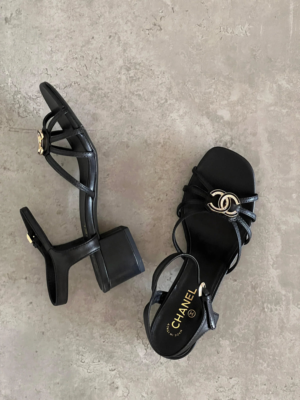 Chanel Lambskin Crystal CC Sandal