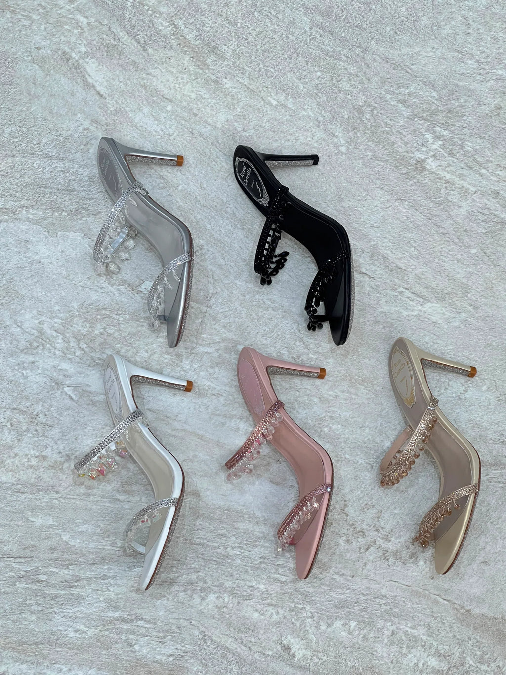 Rene Caovilla Satin Chandelier Heeled Mules