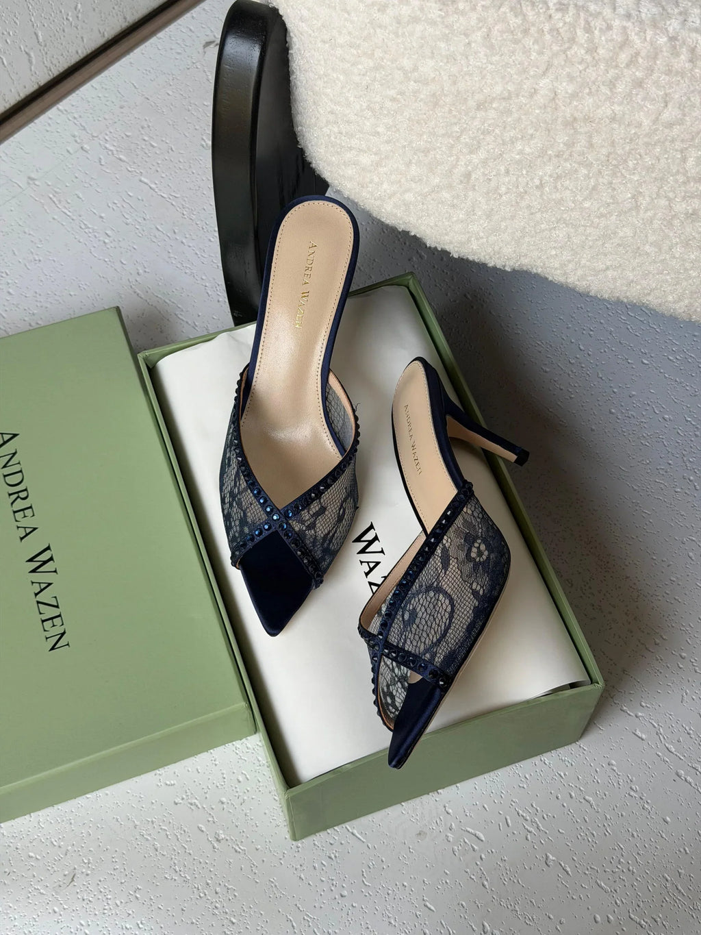 Andrea Wazen Katy 75 Lace Mules