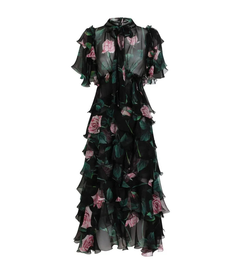 Dolce & Gabbana Silk Chiffon Tiered Dress
