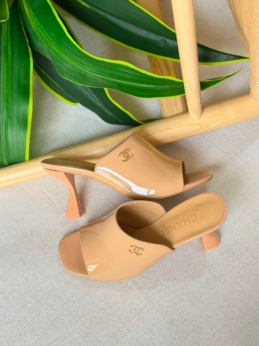 Chanel Patent Calfskin Heeled Mules