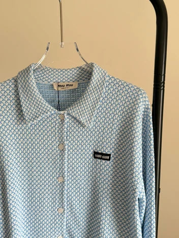 Miu Miu White / Sky Blue Cotton Shirt