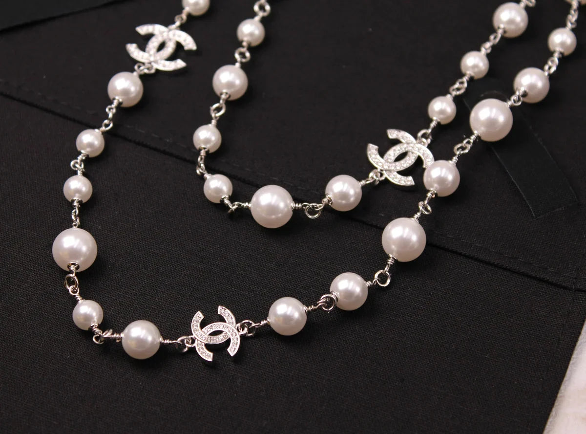 Chanel Crystal CC Star & Tear-Drop Charm Necklace & Earrings Set