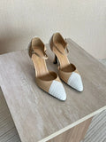 Chanel Chevron-Stitched Two-Tone Mary Jane Pumps
