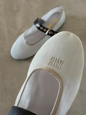 Miu Miu Mesh Fabric Ballerina Flat