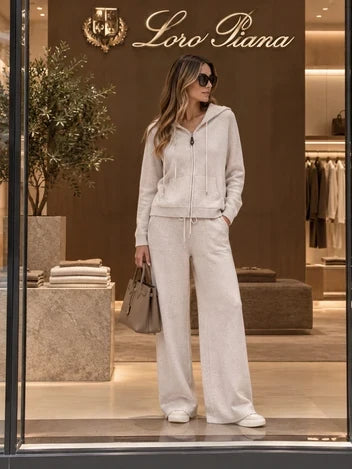 Loro Piana Relaxed Cashmere Hoodie and Wide-Leg Trousers Set