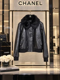 Chanel Lambskin Leather Bomber Jacket