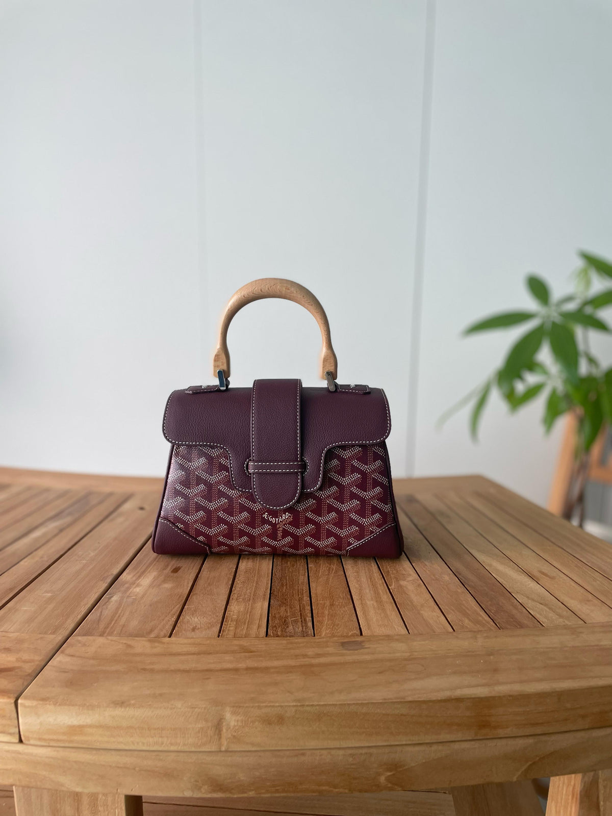 Goyard Custom Top Handle Bag with Wooden Handle