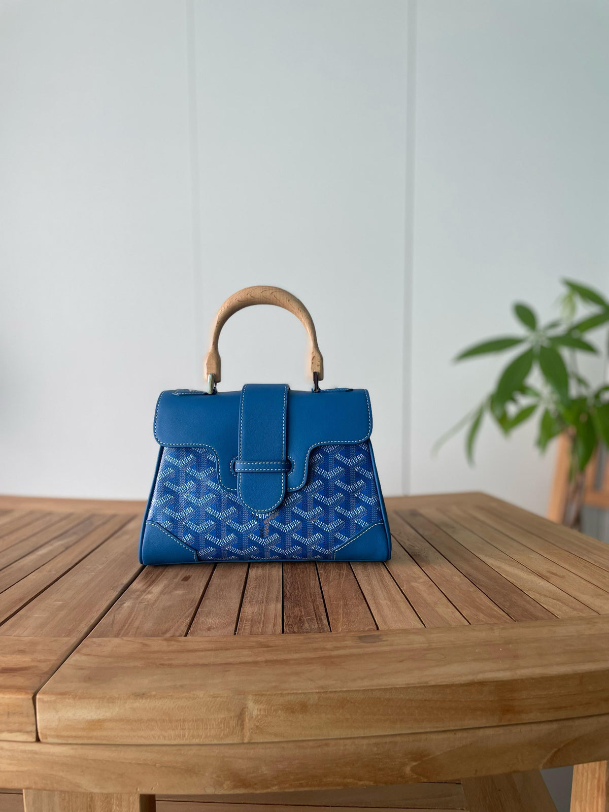 Goyard Custom Top Handle Bag with Wooden Handle
