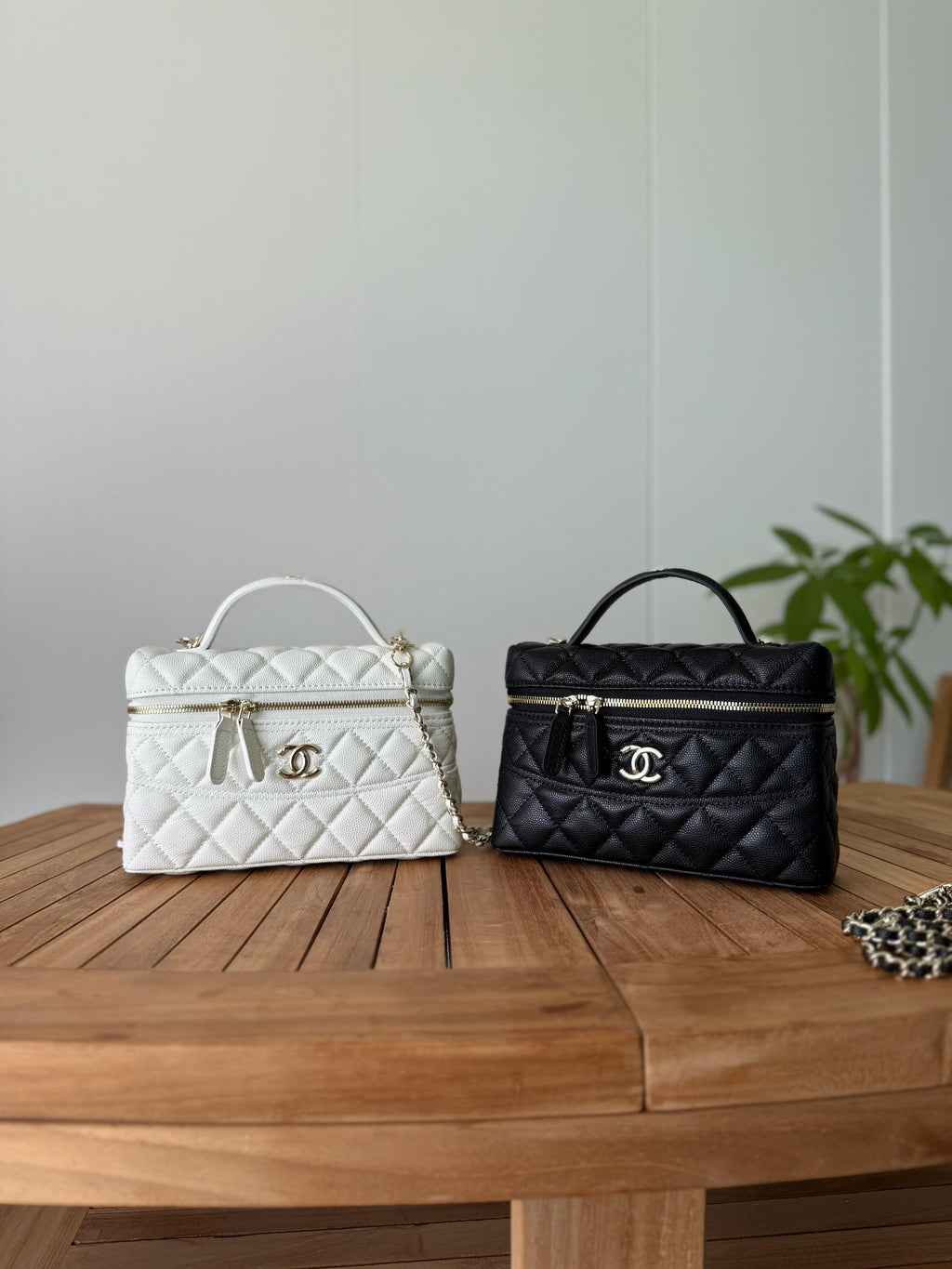 Chanel Quilted Caviar Vanity Case with Chain
