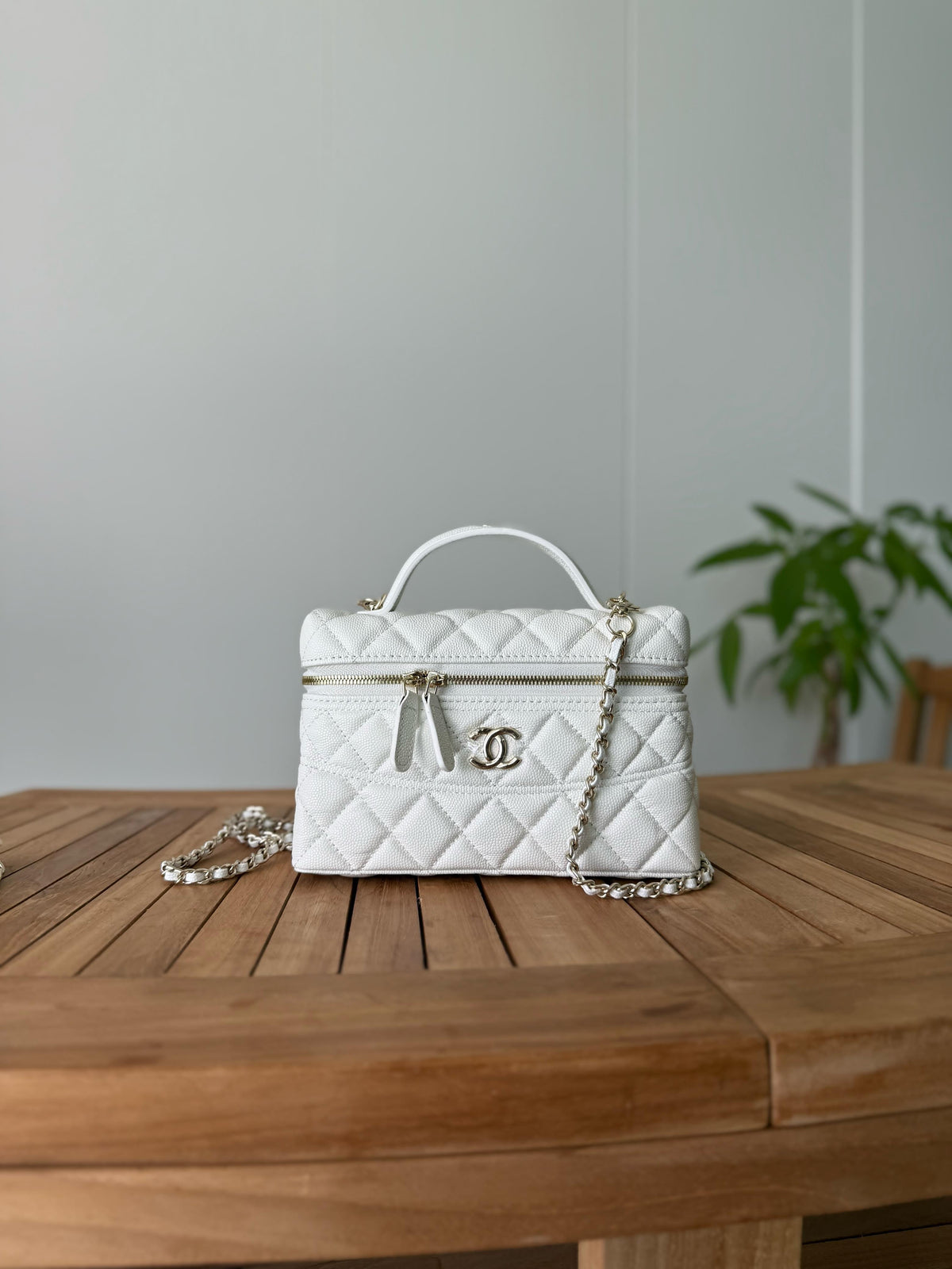 Chanel Quilted Caviar Vanity Case with Chain