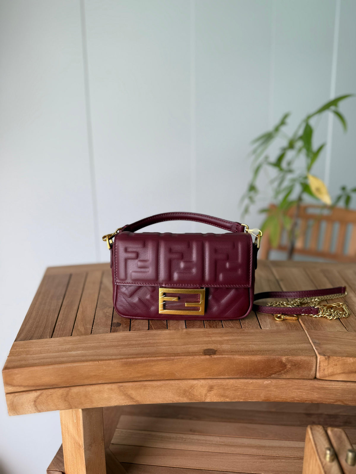 Fendi Baguette / FF Logo Embossed Bag