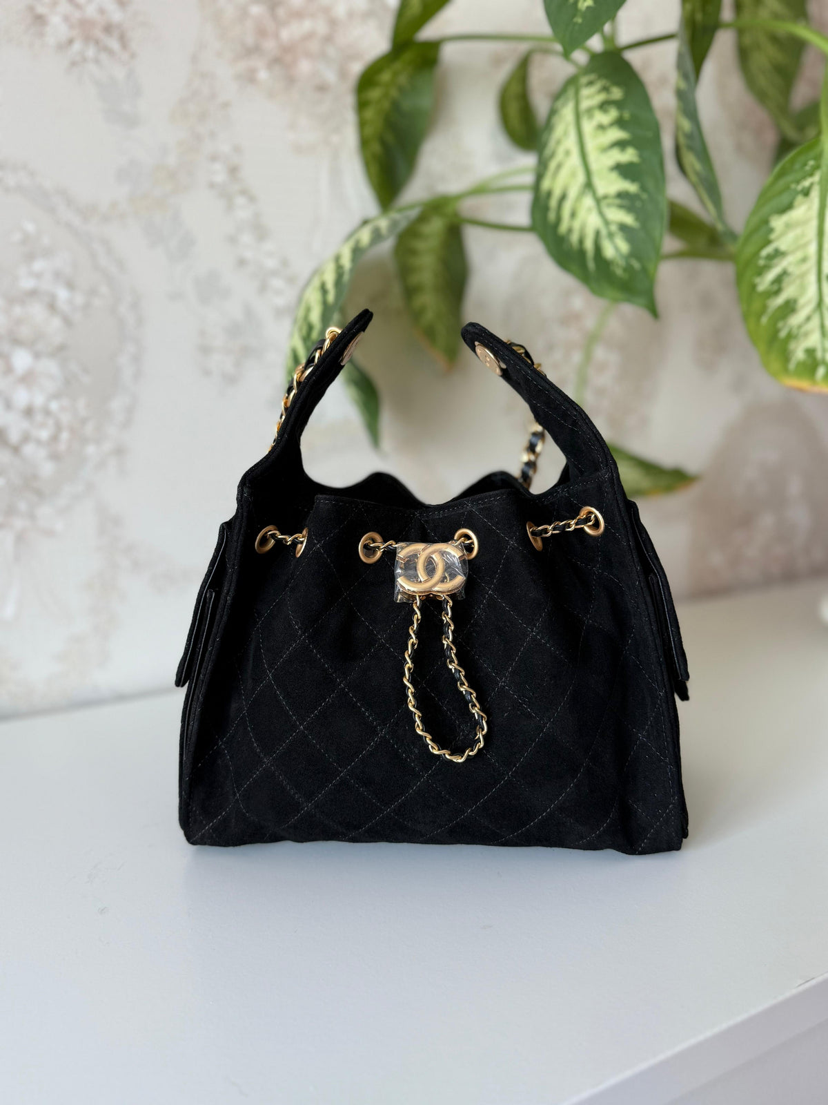 Chanel Quilted Suede Bucket