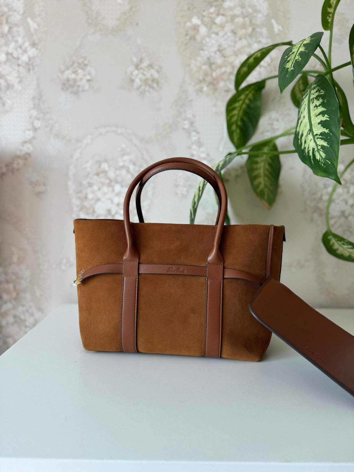 Loro Piana Suede Top Handle Bag