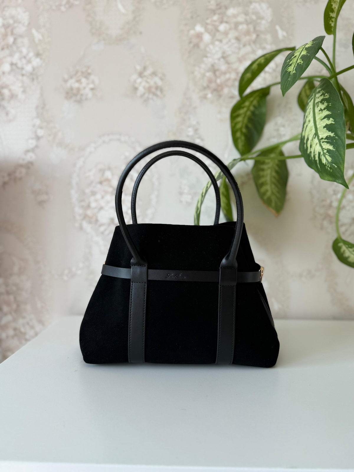 Loro Piana Suede Top Handle Bag