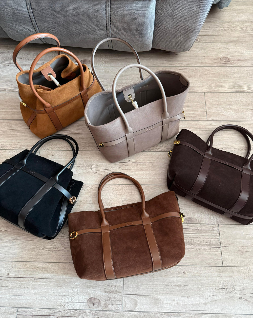 Loro Piana Suede Top Handle Bag