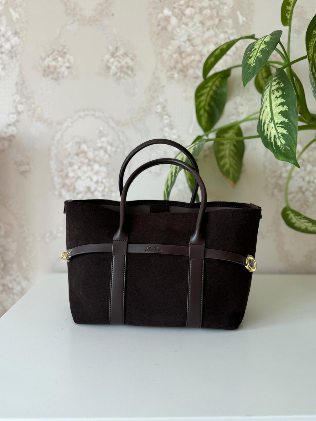Loro Piana Suede Top Handle Bag