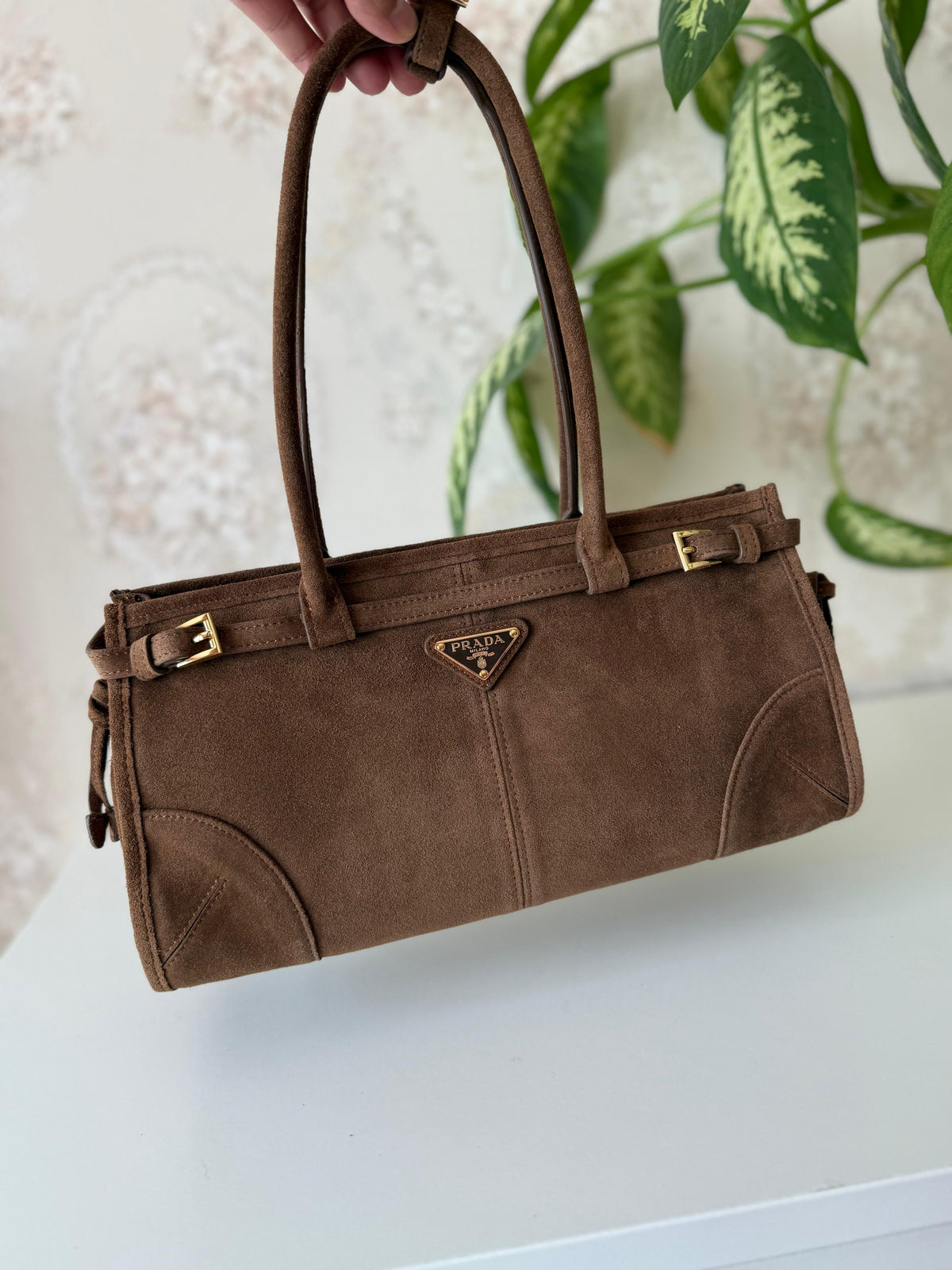 Prada Suede Top Handle Bag