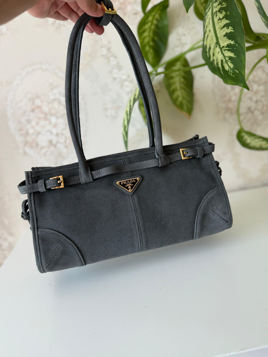 Prada Suede Top Handle Bag