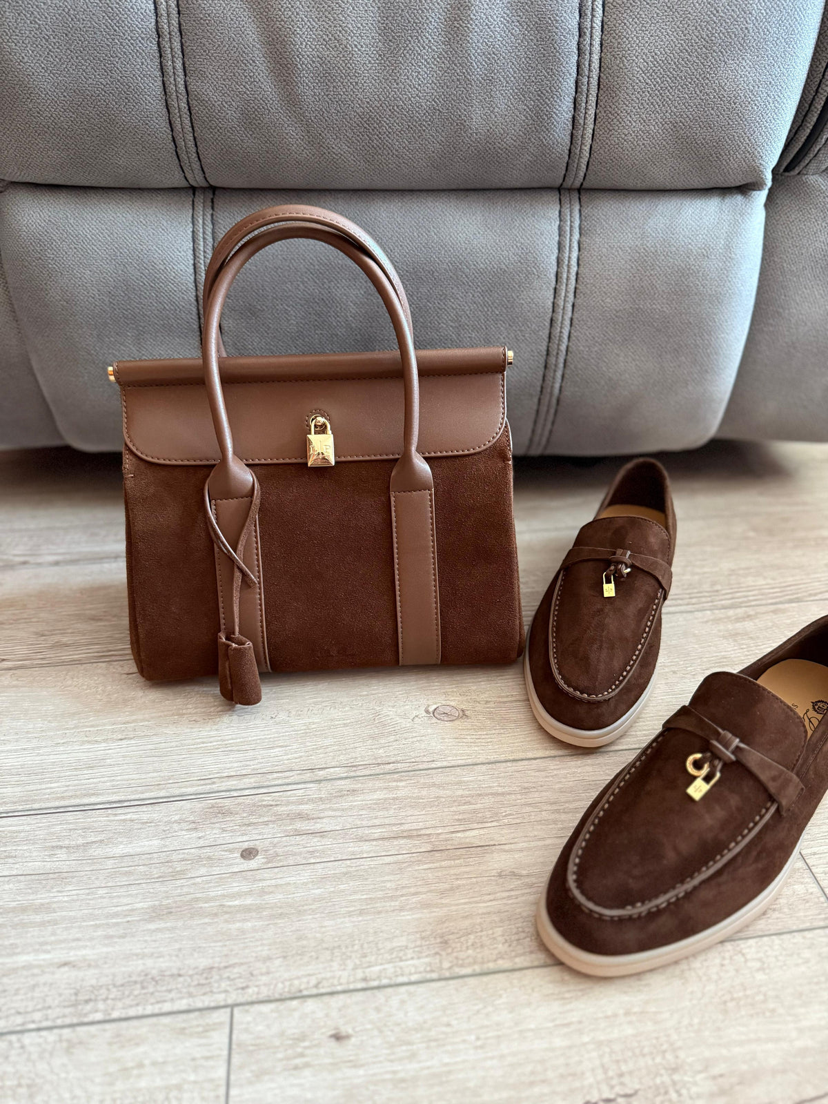 Loro Piana Suede Top Handle Bag