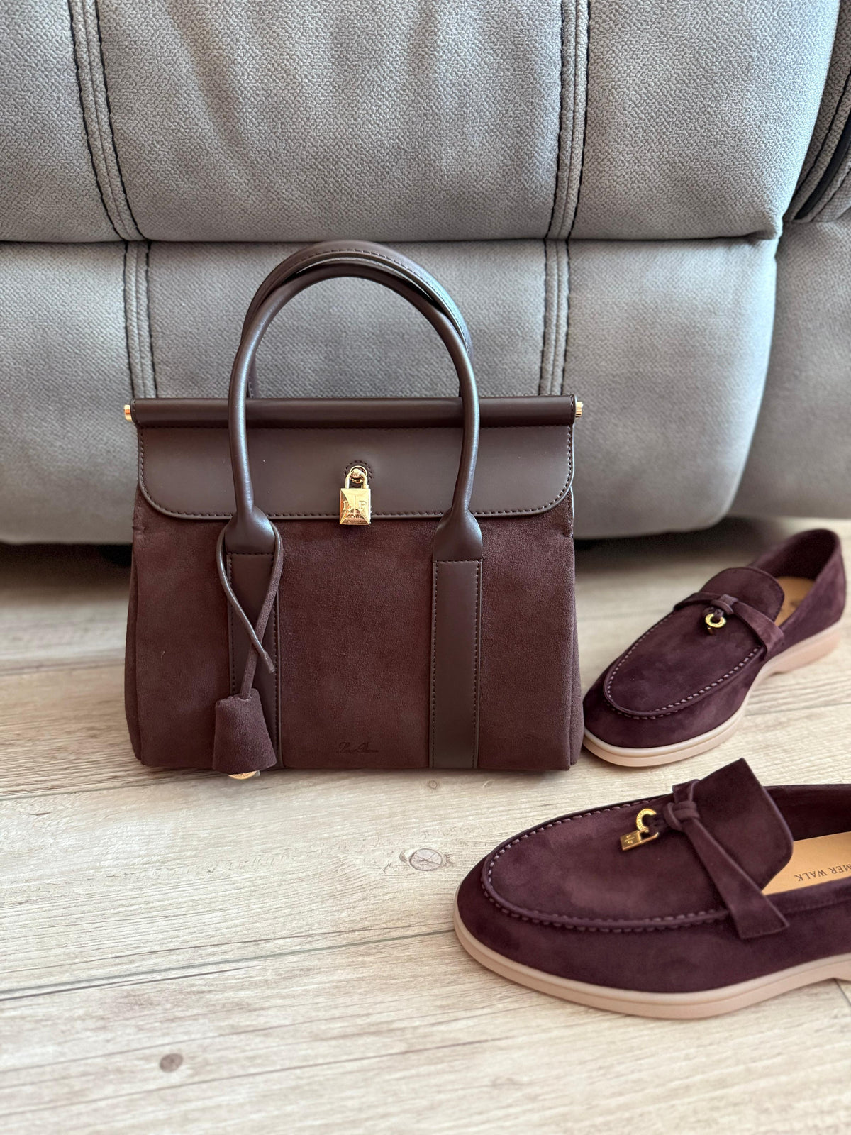 Loro Piana Suede Top Handle Bag