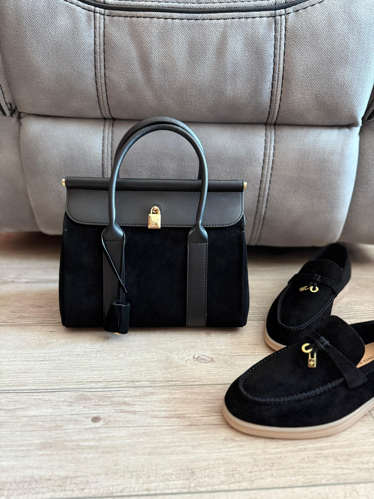 Loro Piana Suede Top Handle Bag