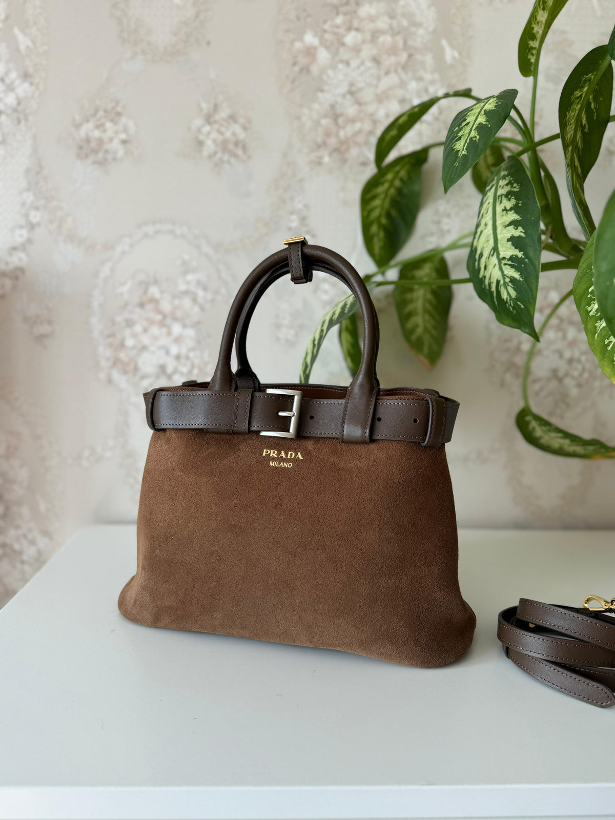 Loro Piana Suede Top Handle Bag