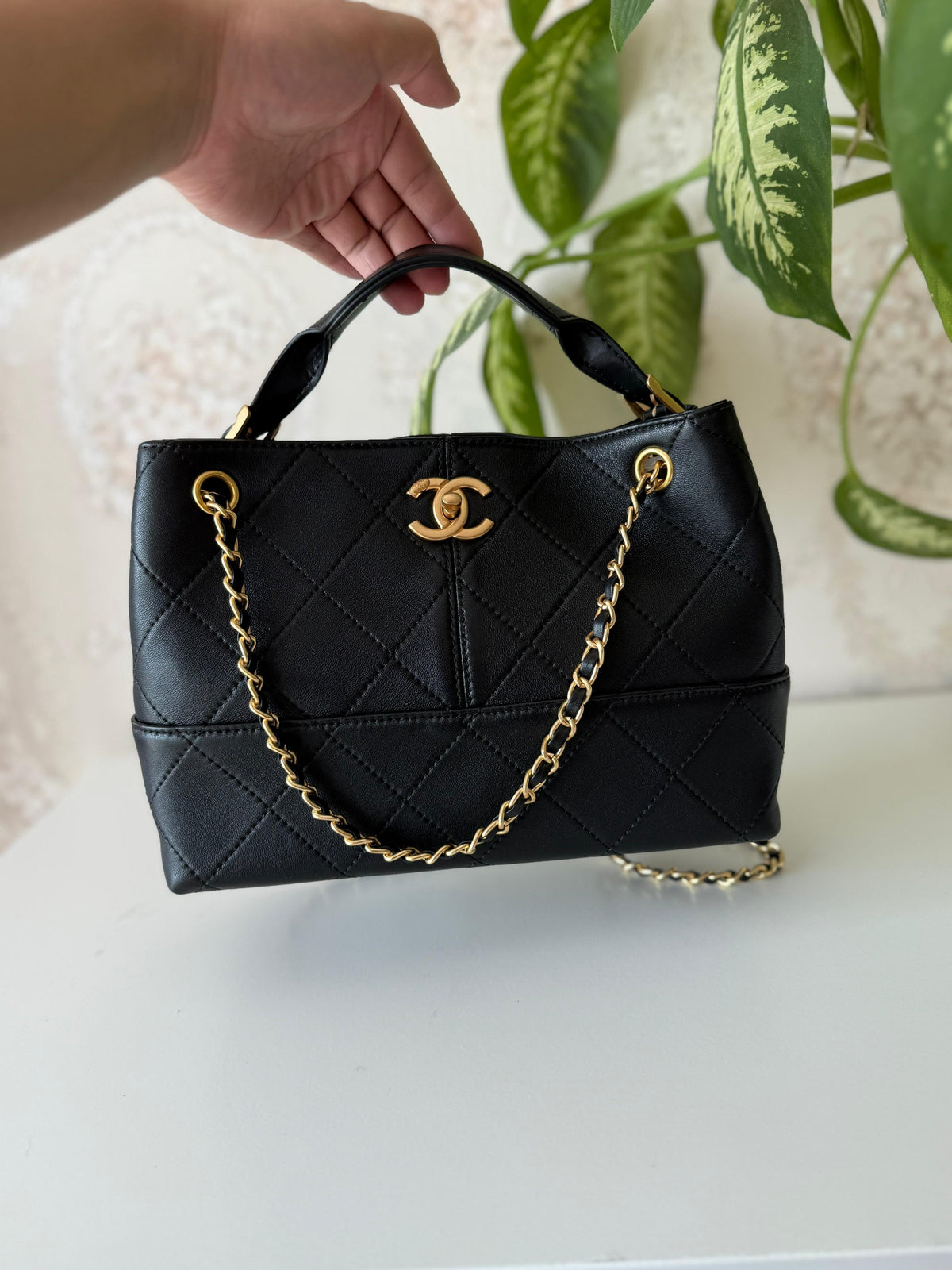 Chanel Quilted Suede and Leather Two-Tone Bag